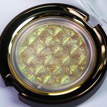 CHARMACY High-Shine Multichrome Eyeshadow 1pc Single Sparkly Diamond Dust Y2K Grid Pattern Clear Dome Compact Radiant Glow Crease-Proof Eye Glitter Pigment For Halloween Festival Rave Costumes - 01 - View 7