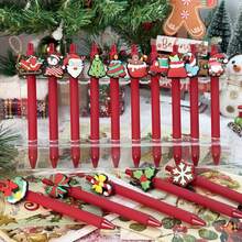 34pcs(4 Pens + 30 Refills) Christmas Theme Ballpoint Pens, Neutral Pens, Cartoon Gingerbread Man, Santa Claus, Snowflake And Other Random Styles, Black Medium Tip, Clickable Ballpoint Pens, Comfortable Grip, Smooth Writing, Suitable For Student Supplies, Fun Stationery, Office And School Daily Writing Tools. - Multicolor - View 6