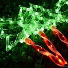 Waterproof Glowing Christmas Tree Candy Cane Ground Lights, Multi-Color Outdoor Pathway Lights, Front Yard Driveway Holiday Decorative Lights - Warm White - View 4