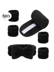 6-Piece Facial Headband And Wristband Set, Suitable For Spa, Makeup, And Skincare Washing, Valentine's Day Gift, Best Gift For Women, Convenient Travel, Home Use, Wedding Gift - Multicolor - View 3