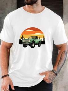 Men's Pure Cotton Short-Sleeve T-Shirt Casual Summer Regular Fit Breathable Daily Wear Basic Tee - 白色 - 查看 1