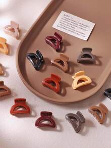 10/30/50pcs Yellow-Brown D-Shaped Small Hair Clips For Women, Side Hair Fixing Clips, Simple Casual Versatile Styling Hair Accessories (Random Color) - Multicolor - View 3
