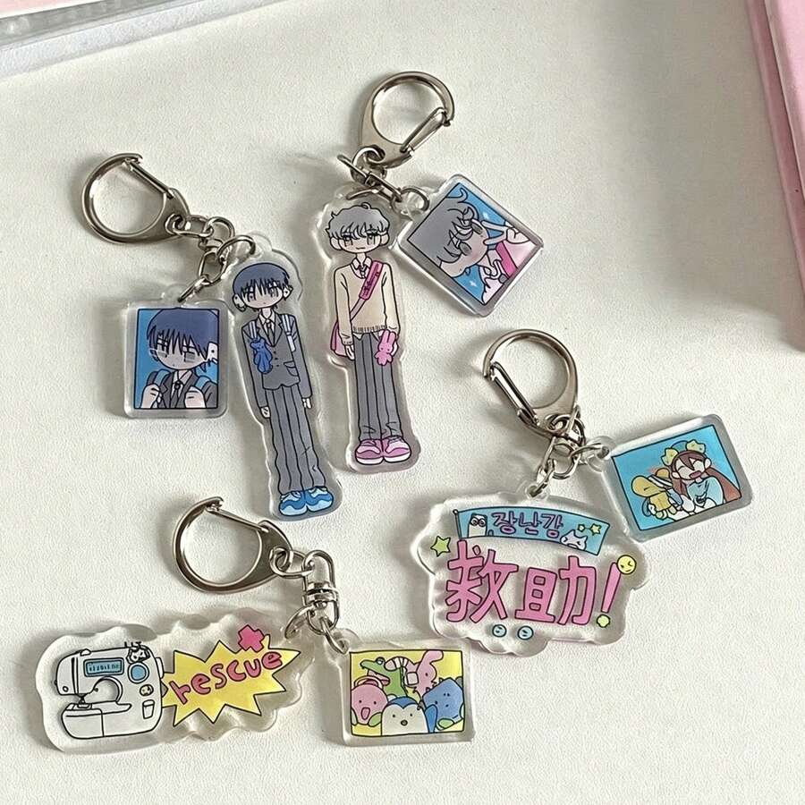 Cartoon Cat Acrylic Keychain Pendant Key Ring Bag Charm Anime - Multicolor - View 1