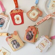 Food Cartoon Lanyard Card Holder Cute Toast Bear Student Campus Meal Card Bus Subway Card Idol Photo Card Storage Protective Case - Multicolor - View 3