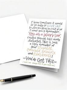 OBOVAY Inspirational Warrior Card - Encouragement & Strength Reminder, Perfect For Anyone, Everyday Office Essentials - View 5