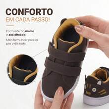 Tênis Esportivo Infantil Baby Leve Confortável Antiderrapante - Marrom - Tigre - Visão 11