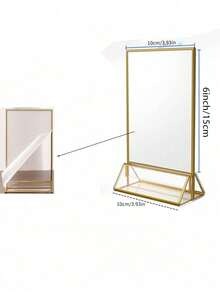 6 Conjuntos de Cartões de Menu de Mesa de Restaurante Vertical 10*15cm, Suportes de Número de Mesa de Casamento em Acrílico Transparente, Suportes de Exibição de Fotos com Moldura Dourada e Moldura Dourada Dupla, Adequado para Jantar Pré-Casamento e Festa de Noivado - A - Visão 3