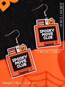 1對萬聖節小眾創意休閒 SPOOKY MOVIE CLUB 壓克力耳環，女款日常節日派對飾品 - 彩色 - 查看 5