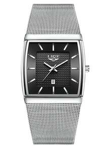 Foxbox LIGE Men's Fashion Luxury High-End Brand Watch, Stainless Steel Band Quartz Watch, Waterproof, Daily Wear, Luminous Dial, Men's Watch - Silver - View 20