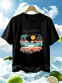 Vintage Paradise Drive T-Shirt With Quality Graphics, Loose Fit, Casual And Comfortable, Graphic Design - Black - View 1