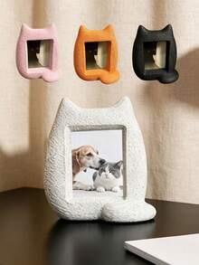 3D Printed Cat Vertical Photo Frame, Cute Kitten Photo Holder, Healing Atmosphere Desktop Decor, Fun Memory Display Stand, Suitable For Bookshelf Entryway, Valentine's Day Mother's Day Birthday Anniversary Gift, Cat Lover Home Decoration - Multicolor - View 3