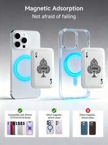 Ayotu 客製化復古撲克花紋磁吸手機卡夾，相容 iPhone 17 Pro Max 16/18/13/12/11，MagSafe 相容手機配件組，可客製文字名稱字母數字，可存放信用卡、交通卡與身分證，聖誕節、新年、情人節、生日與週年紀念理想禮物 - 彩色 - 查看 4