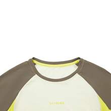 LI-NING Short Sleeve T-Shirts Women's Short Sleeve T-Shirts ATSW184 Legit Official Store - White Jade Green/Glazed Yellow/Brown Rock Brown - View 9