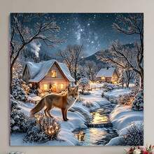 1PC DIY 5D Diamond Painting Kit Snow Cabin Pattern - Round Full Drill Diamond Art Mosaic Craft, Home Wall Decor, Unframed - No Frame - View 2