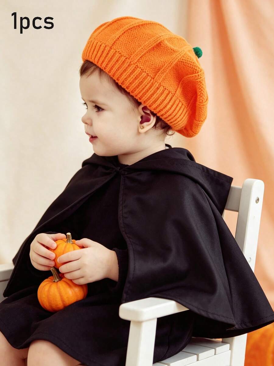 2-5 Jahre alt Kürbis gestrickte Mütze Herbst/Winter neuer Stil Halloween Kürbis warme Baskenmütze gestrickte Mütze neuer Stil Halloween Kürbis warme Baskenmütze gestrickte Mütze Winter - Verschiedenfarbig - Übersicht 1