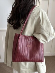 2026 New Fashion Versatile Woven Handbag For Women, Lightweight Retro Style Shoulder Tote Bag For All Seasons - Red - View 4