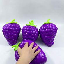 1pc Extra Large Purple Grape Squeeze Toy, TPR Material Realistic Vegetable Slow Rebound Stress Relief Ball, Squishy Stress Toy, Birthday Gift, Christmas Gift, Halloween Gift, Perfect Gift, Collectible [OPP Bag] - Multicolor - View 10