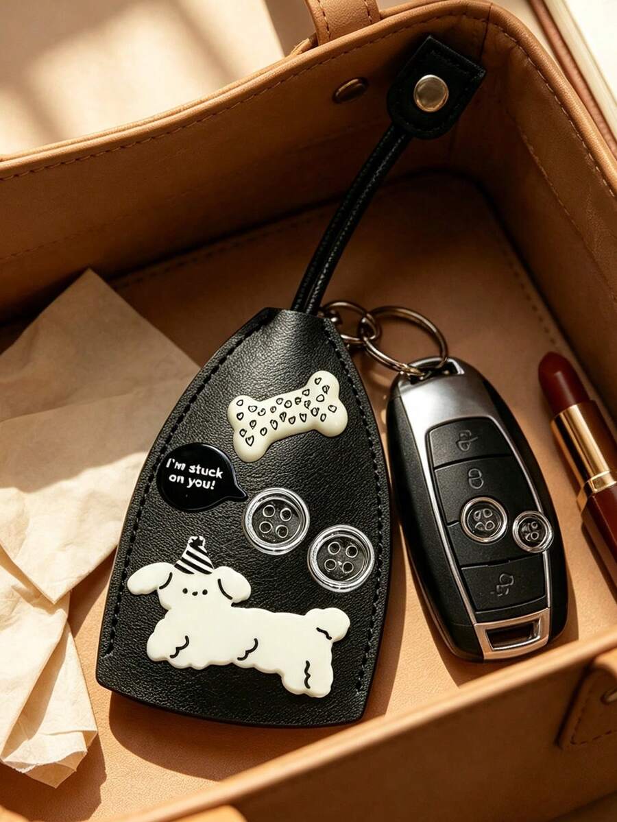 Pull-Out Key Pouch With Bone Decoration, Car Key Protective Cover, Car Key Storage Bag, Universal Portable Large Capacity Multi-Function Key Chain Organizer, Portable Coin Purse Accessory, Key Hook, Snap Button Key Pouch, Can Be Hung On Pants Or Bag Strap, Perfect Gift For Car-Owning Friends For Back To School, Halloween, Thanksgiving - Multicolor - View 1