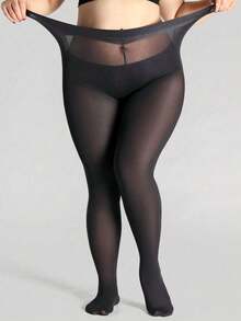 2 Pairs Plus Size Women's Classic Opaque Pantyhose, Elastic Solid Color Tights, Cozy - Multicolor - View 6