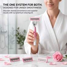 Women's Gradient Pink Manual Razor Set, 6/12/18pcs 6-Layer Replacement Blades, Washable Shaving Razor For Intimate Areas, Underarm Hair, Leg Hair, Shaving Tool, Close-Fitting Grooming Razor, Shaving Razor, Gentle And Summer Refreshing Shaving, High Cost-Performance Durable Shaving Razor - 1 Handle + 12 Replacement Blades - View 11
