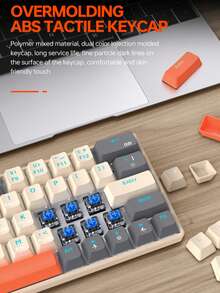 T-WOLF Keyboard Gaming Mekanik, RGB yang Dapat Disesuaikan, Nirkabel Bluetooth, Tiga Mode, Saklar Biru, Keyboard Portabel Ringkas 63 Tombol - View 9