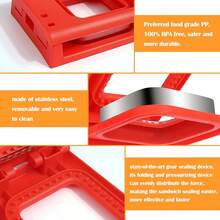 2pcs Square Bread Cutter, 2 Pieces Set Kitchen Essential Sandwich Cutter, Stainless Steel Toast Press Mold Sealer, Quick Make Square Pocket Sandwich, Portable Breakfast DIY Bread Tool Set - Red + Yellow - View 5
