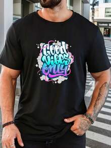 Men's Pure Cotton Short-Sleeve T-Shirt Casual Summer Regular Fit Breathable Comfortable Daily Wear Basic Tee - 黑色 - 查看 6