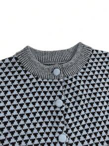 Cardigan Rajut Vintage Wanita, Desain Detail Kancing, Lengan Panjang, Potongan Reguler, Cocok untuk Pakaian Musim Gugur/Musim Dingin - MultiWarna - View 9