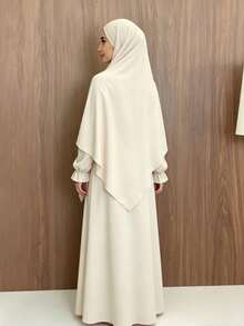 Set 2 Potong Khimar + Abaya, Longgar dan Nyaman, Praktis dan Cepat, Pakaian Muslim untuk Wanita, Cocok untuk Pemakaian Sehari-hari dan Sholat, Sepanjang Musim - MultiWarna - View 3