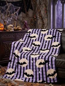 1pc Halloween Flannel Blanket, Single-Sided Print, Soft And Lightweight, Cartoon Pattern, Comfortable And Easy To Care, Multi-Purpose Blanket, Suitable For Bedroom, Sofa, Study And Dorm, Room Decor, Halloween Decor, Ideal Halloween Gift, Perfect Birthday Gift - Multicolor - View 8