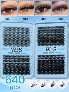 Waloshow Multi-Style 640 30D+40D+50D/10D 20D DIY Faux Mink Eyelashes - High-End D Curl Natural Voluminous Single Eyelashes, Suitable For DIY Eyelash Extensions - Reusable, Lightweight And Easy To Apply - C - View 14