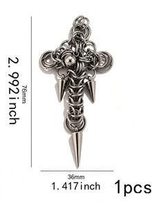 1/2Pcs Gothic Punk Cross Spike Charms, Stainless Steel Hand‑Made Pendant, Charms For Jewelry Making, DIY Necklace Earring Making Supplies - Pendants - View 9