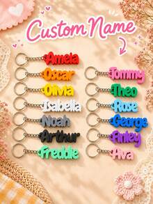 1pc Personalized Name Keychain, Multiple Colors, Customized Text Letter Key Ring, Suitable For Backpack, Luggage, Bag, Couple Graduation Gift - Multicolor - View 9