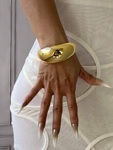3pcs Luxury Cuff Bracelet Set, Gold Wide Thick Bracelet, Pendant Bracelet Set, Unique Party & Daily Decorative Bracelet For Women - Yellow Gold - View 9