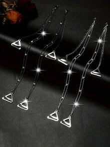 2/4/6 piezas/pares Cadena de hombro de sujetador ajustable con strass, cadena corporal de metal para sujetador de mujer, accesorio de lencería - Multicolor - Ver 3