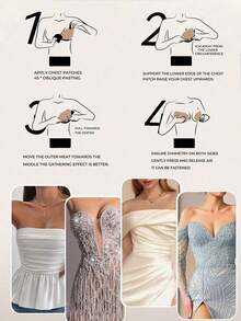 4/6pcs Invisible Lift Bra, Mango-Shaped Adhesive Bra, Women's Bra, Self-Adhesive Silicone Breast Pads, Suitable For Wedding Dress, Nude And Black Colors Available, With Adhesive Pads, Suitable For All Seasons - Multicolor - View 7