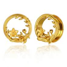 1 Pair 316L Stainless Steel Flower Ear Gauge Ear Cartilage Expander Body Piercing Jewelry Vintage - 1403 - View 27