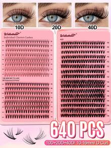 Waloshow Multi-Style 640 30D+40D+50D/10D 20D DIY Faux Mink Eyelashes - High-End D Curl Natural Voluminous Single Eyelashes, Suitable For DIY Eyelash Extensions - Reusable, Lightweight And Easy To Apply - C - View 5