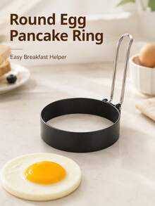 1pc Round Egg Pancake Mold, Practical Breakfast Cooking Tool With Foldable Handle, Easy To Shape, Suitable For Frying Eggs, Pancakes, Sandwiches, Home Kitchen Brunch Meal Prep Tool - Multicolor - View 6