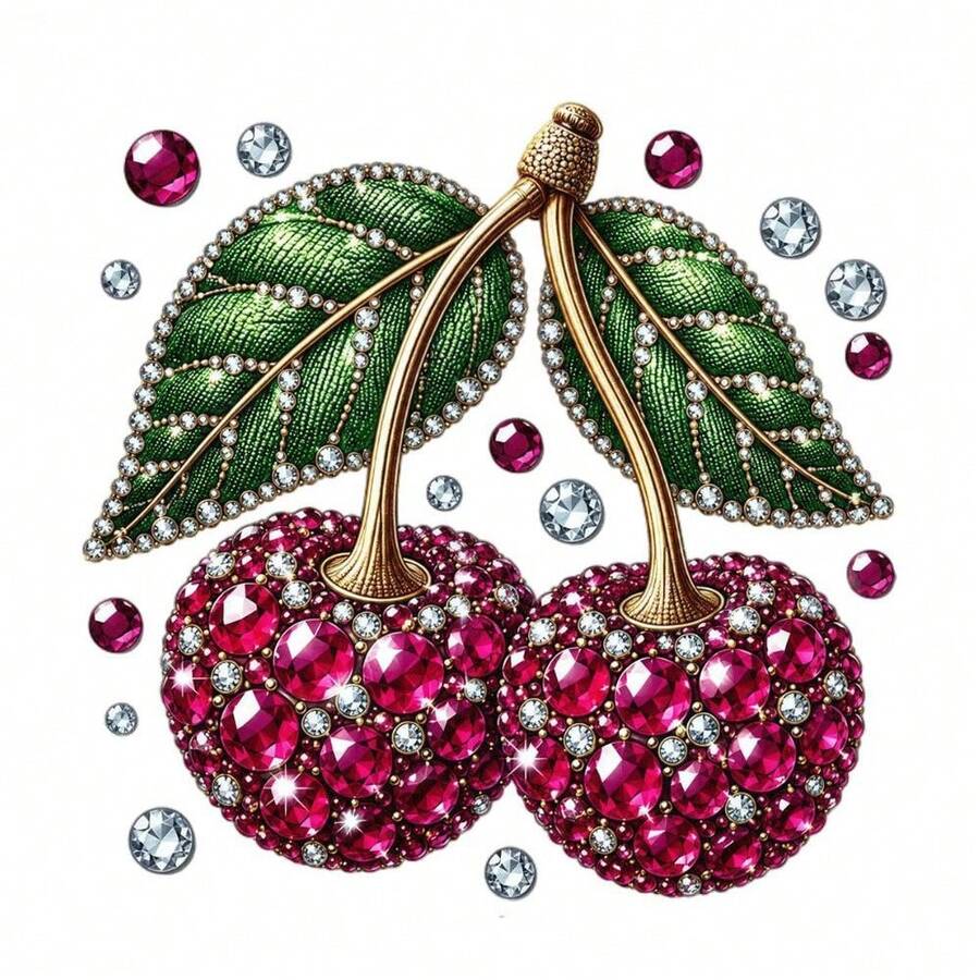 1/2/3pcs Rhinestone Cherry Heat Transfer Iron-On Patch, Sparkling Gem ...