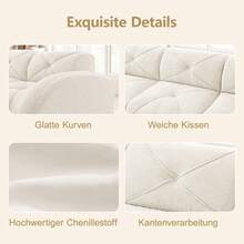 Sofa Beige Made Of Chenille For Living Room And Lounge - 米色四座 - 查看 7