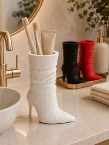 3D Printed High Heel Boot Shaped Storage Box, Cute Multi-Functional Organizer, Can Be Used As Toothbrush Holder, Makeup Brush Storage And Pen Holder, INS Style Desktop Decor Ornament - Multicolor - View 2