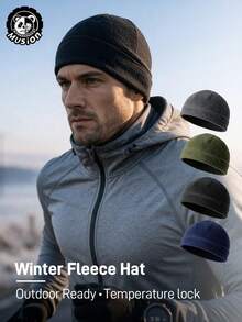 Musion 1 buah Topi Musim Dingin Bahan Fleece, Topi Rajut Hangat untuk Helm, Penutup Kepala Lembut Tahan Angin untuk Berkendara Motor, Lari, dan Olahraga Luar Ruangan - MultiWarna - View 2