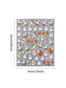 5D Halloween Embossed Cute Ghost Pumpkin Nail Art Stickers, White Ghost Flower 3D Self-Adhesive Nail Decals, DIY Nail Decoration - Multicolor - View 9