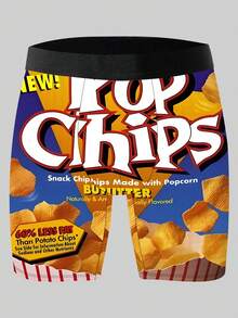 Funny Potato Chip Print Shorts, Loose And Comfortable Men's Plus-Size Boxer Briefs - Multicolor - View 2