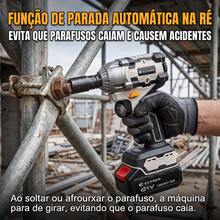 Chave de Impacto Elétrica Sem Escova 400N.M Alta Potência 2 Baterias 21V 1500mAh, Kit Completo com Soquetes Temperados e Maleta Plástica - Entrada do Brasil (220V) - Visão 4