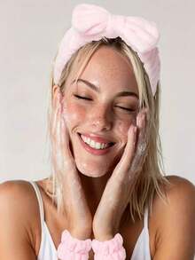 6-Piece Facial Headband And Wristband Set, Suitable For Spa, Makeup, And Skincare Washing, Valentine's Day Gift, Best Gift For Women, Convenient Travel, Home Use, Wedding Gift - Multicolor - View 5