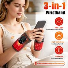 Hailicare 5-Level Heat Therapy 3-Mode Vibration Red Light Wrist Massager, Electric Heated Hand Warmer Wrist Guard, Christmas Gift, 1PC - View 1