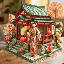 和服思緒與繡球花庭院 紅燈籠與石庭磁鐵 茶室低語靜謐優雅 全家所有金屬表面適用紀念品 - H - 查看 1