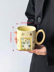 1 buah Mug Keramik Persegi Motif Kartun Lucu dan Menyembuhkan, Gaya Ins Kreatif dengan Desain Jendela Berongga untuk Kopi, Cangkir Sarapan, Cangkir Teh Sore, Hadiah Unik yang Sangat Menarik, Aman untuk Microwave dan Mesin Pencuci Piring - MultiWarna - View 11